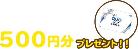 もれなくQUOカード500円分プレゼント!!