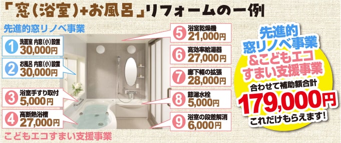 お風呂リフォームでの補助金例